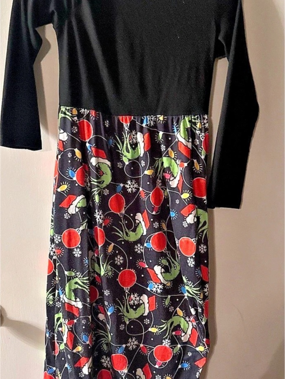 Deerose girls Christmas Dress Long Sleeve Grinch A-Line Dress